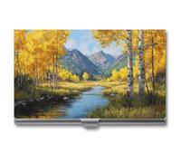 Jubonexis Porte-cartes de visite fin en métal pour homme et femme Motif tremble jaune