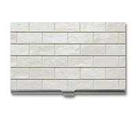 Jubonexis Porte-cartes de visite rectangulaire horizontal en céramique avec texture de carreaux - Étui fin en métal pour cartes de visite pour homme et femme