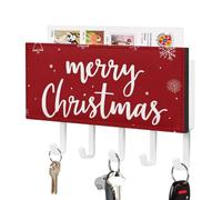 Jubonexis Porte-clés avec cloches de Noël et flocons de neige sur support mural pour courrier mural avec 5 crochets en acrylique pour maison, bureau, entrée