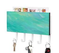 Jubonexis Porte-clés de couleur bleu sarcelle vif pour organiseur de courrier mural avec 5 crochets en acrylique pour la maison, le bureau, l'entrée