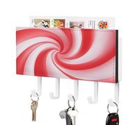 Jubonexis Porte-clés en acrylique avec 5 crochets en forme de sucre d'orge rouge et blanc pour la maison, le bureau, l'entrée