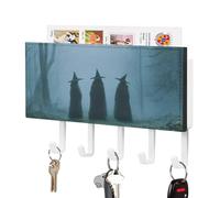 Jubonexis Porte-clés en acrylique avec trois sorcières dans la forêt brumeuse pour organiseur de courrier mural avec 5 crochets pour la maison, le bureau, l'entrée