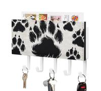 Jubonexis Porte-clés en forme de silhouette de pieds d'ours pour organiseur de courrier mural avec 5 crochets en acrylique pour maison, bureau, entrée
