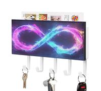 Jubonexis Porte-clés magique et lumineux avec symbole de l'infini pour organiseur de courrier mural avec 5 crochets en acrylique pour la maison, le bureau, l'entrée