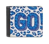 Jubonexis Portefeuille à deux volets en cuir PU souple avec inscription GO Police GO pour pièces de monnaie et carte de crédit Bleu