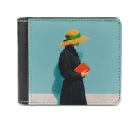 Jubonexis Portefeuille à deux volets en cuir PU souple avec inscription « Woman in Black Holding A Red Book », porte-monnaie, carte de crédit, portefeuille fin durable pour hommes et femmes