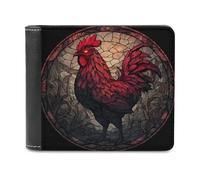 Jubonexis Portefeuille à deux volets en cuir PU souple avec motif de poule effrayant - Porte-monnaie - Durable - Porte-cartes fin - Pour homme et femme