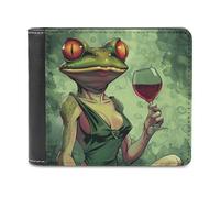 Jubonexis Portefeuille à deux volets en cuir PU souple avec motif grenouille sexy pour fille qui boit du vin, porte-monnaie, carte de crédit, porte-monnaie, portefeuille fin pour homme et femme