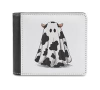 Jubonexis Portefeuille à deux volets en cuir PU souple avec motif imprimé Ghost is wearing a vache, porte-monnaie, carte de crédit, porte-monnaie, portefeuille fin pour homme et femme