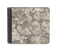 Jubonexis Portefeuille à deux volets en cuir PU souple avec motif ruines érodées anciennes, surface en pierre, porte-monnaie, carte de crédit, porte-monnaie, portefeuille fin et durable pour hommes et