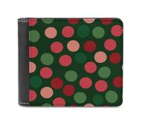 Jubonexis Portefeuille à deux volets en cuir PU souple avec porte-monnaie, carte de crédit, porte-cartes et portefeuille fin pour homme et femme Rouge à pois verts