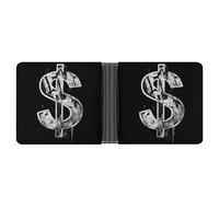 Jubonexis Portefeuille à deux volets en cuir PU souple avec signe du dollar graffiti, porte-monnaie, carte de crédit, porte-cartes fin et durable pour homme et femme