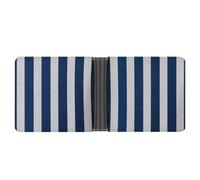 Jubonexis Portefeuille à deux volets en cuir PU souple bleu marine à rayures blanches, porte-monnaie, étui pour carte de crédit, porte-cartes fin pour homme et femme
