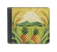 Jubonexis Portefeuille à deux volets en cuir PU souple grain et ananas, porte-monnaie, étui de carte de crédit, porte-cartes, portefeuille fin pour homme et femme