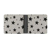 Jubonexis Portefeuille à deux volets en cuir PU souple noir avec étoiles à cinq branches sur fond gris clair, porte-monnaie, carte de crédit, porte-cartes fin pour homme et femme