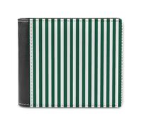 Jubonexis Portefeuille à deux volets en cuir synthétique souple à rayures verticales blanches et vert forêt, porte-monnaie pour carte de crédit, porte-cartes fin pour homme et femme