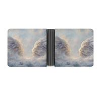 Jubonexis Portefeuille à deux volets en cuir synthétique souple avec ailes d'ange sur nuages enneigés, porte-monnaie, carte de crédit, porte-cartes et portefeuille fin pour homme et femme