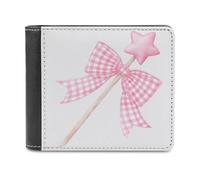 Jubonexis Portefeuille à deux volets en cuir synthétique souple avec baguette magique rose aquarelle avec nœud, porte-monnaie, carte de crédit, porte-cartes fin pour homme et femme