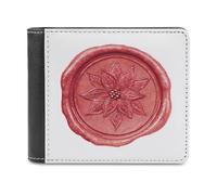 Jubonexis Portefeuille à deux volets en cuir synthétique souple avec cachet de cire de Noël aquarelle en relief - Porte-monnaie - Porte-cartes fin et durable - Pour homme et femme