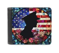 Jubonexis Portefeuille à deux volets en cuir synthétique souple avec casquette militaire en verre teinté pour carte de crédit, porte-cartes et portefeuille fin pour homme et femme