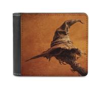 Jubonexis Portefeuille à deux volets en cuir synthétique souple avec chapeau de sorcière pour Halloween, porte-monnaie, carte de crédit, porte-cartes fin pour homme et femme