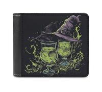 Jubonexis Portefeuille à deux volets en cuir synthétique souple avec deux lunettes de magicien vert liquide, porte-monnaie, carte de crédit, porte-cartes fin pour homme et femme