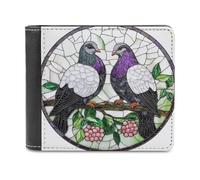 Jubonexis Portefeuille à deux volets en cuir synthétique souple avec deux pigeons, porte-monnaie, carte de crédit, porte-monnaie, portefeuille fin et durable pour homme et femme