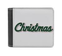 Jubonexis Portefeuille à deux volets en cuir synthétique souple avec inscription « Christmas in Dark Forest Green » - Porte-monnaie - Porte-cartes - Pour homme et femme