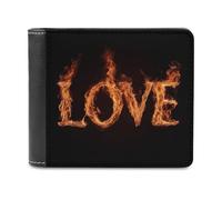 Jubonexis Portefeuille à deux volets en cuir synthétique souple avec inscription Love Written in Flames, porte-monnaie, carte de crédit, porte-cartes et portefeuille fin pour homme et femme