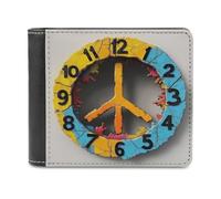 Jubonexis Portefeuille à deux volets en cuir synthétique souple avec inscription « Peace Sign » - Porte-monnaie - Durable - Porte-cartes fin - Pour homme et femme