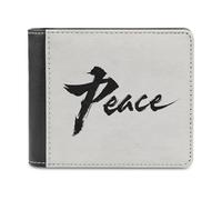 Jubonexis Portefeuille à deux volets en cuir synthétique souple avec inscription « Word Peace » - Porte-monnaie - Durable - Porte-cartes fin - Pour homme et femme