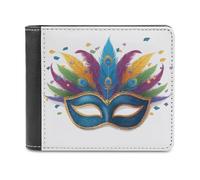 Jubonexis Portefeuille à deux volets en cuir synthétique souple avec masque de mascarade, porte-monnaie, carte de crédit, porte-cartes fin pour homme et femme