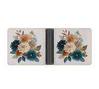 Jubonexis Portefeuille à deux volets en cuir synthétique souple avec motif aquarelle crème, orange, bleu sarcelle, porte-monnaie, carte de crédit, porte-cartes fin pour homme et femme