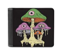 Jubonexis Portefeuille à deux volets en cuir synthétique souple avec motif champignons fondants surréalistes pour cartes de crédit, porte-cartes et billets pour homme et femme