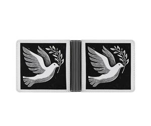 Jubonexis Portefeuille à deux volets en cuir synthétique souple avec motif colombe d'olivier avec une brindille d'olivier et porte-monnaie pour homme et femme