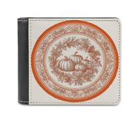 Jubonexis Portefeuille à deux volets en cuir synthétique souple avec motif couronne de citrouille, porte-monnaie, carte de crédit, porte-cartes fin pour homme et femme