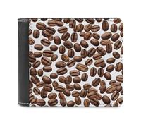 Jubonexis Portefeuille à deux volets en cuir synthétique souple avec motif de grains de café, porte-monnaie, carte de crédit, porte-cartes fin pour homme et femme