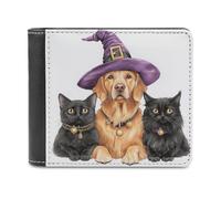 Jubonexis Portefeuille à deux volets en cuir synthétique souple avec motif de magicien d'Halloween pour cartes de crédit, porte-monnaie et cartes de crédit pour homme et femme