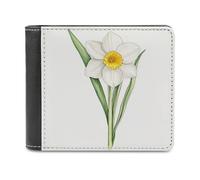 Jubonexis Portefeuille à deux volets en cuir synthétique souple avec motif de narcisse - Porte-monnaie - Porte-cartes - Pour homme et femme