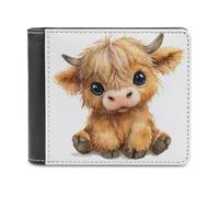 Jubonexis Portefeuille à deux volets en cuir synthétique souple avec motif de vache des Highlands - Porte-monnaie - Durable - Porte-cartes fin - Pour homme et femme
