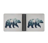 Jubonexis Portefeuille à deux volets en cuir synthétique souple avec motif d'ours géométrique, porte-monnaie, carte de crédit, porte-cartes, portefeuille fin pour homme et femme