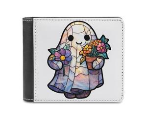 Jubonexis Portefeuille à deux volets en cuir synthétique souple avec motif fantôme mignon coloré pour porte-monnaie, carte de crédit, porte-monnaie, porte-cartes, portefeuille fin pour hommes et