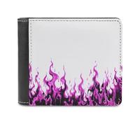 Jubonexis Portefeuille à deux volets en cuir synthétique souple avec motif flammes noires et violettes - Porte-monnaie pour carte de crédit - Pour homme et femme