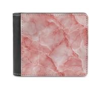 Jubonexis Portefeuille à deux volets en cuir synthétique souple avec motif marbré rouge clair et veines blanches, porte-monnaie, porte-monnaie, porte-cartes fin, pour hommes et femmes