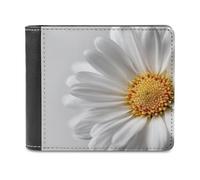 Jubonexis Portefeuille à deux volets en cuir synthétique souple avec motif marguerite blanche - Porte-monnaie - Porte-cartes - Pour homme et femme