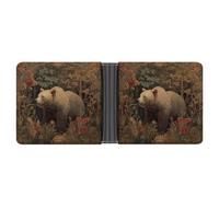 Jubonexis Portefeuille à deux volets en cuir synthétique souple avec motif ours dans une forêt - Porte-monnaie - Porte-cartes - Durable - Pour homme et femme