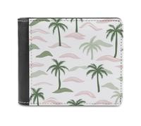 Jubonexis Portefeuille à deux volets en cuir synthétique souple avec motif palmiers et petites îles, porte-monnaie, carte de crédit, porte-cartes fin pour homme et femme