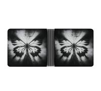 Jubonexis Portefeuille à deux volets en cuir synthétique souple avec motif papillon complexe noir blanc abstrait, porte-monnaie, carte de crédit, porte-cartes fin pour homme et femme