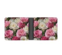 Jubonexis Portefeuille à deux volets en cuir synthétique souple avec motif roses et blanches impressionnistes - Porte-monnaie - Durable - Porte-cartes fin - Pour homme et femme