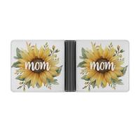 Jubonexis Portefeuille à deux volets en cuir synthétique souple avec motif tournesol aquarelle avec mot « Mom » - Porte-monnaie - Durable - Porte-cartes fin - Pour homme et femme